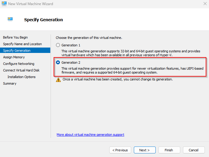 Creación de máquina virtual Hyper-V de Generación 2