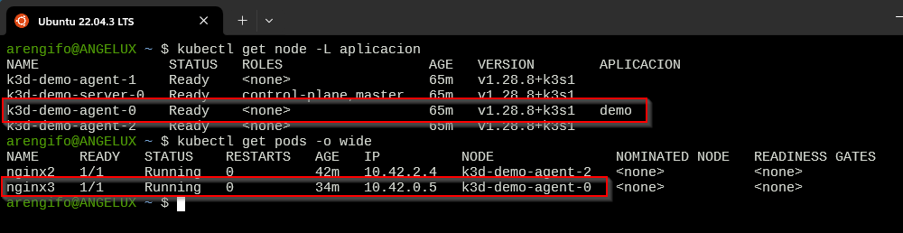 Comprobacion de pod nginx3 asignado al nodo deseado