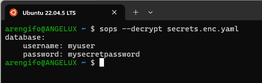 Descifrado de un archivo YAML con SOPS